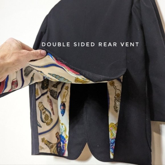 Custom Made Wool Sport Coat With Hermès Silk Scarf Lining L - Picture 13 of 16